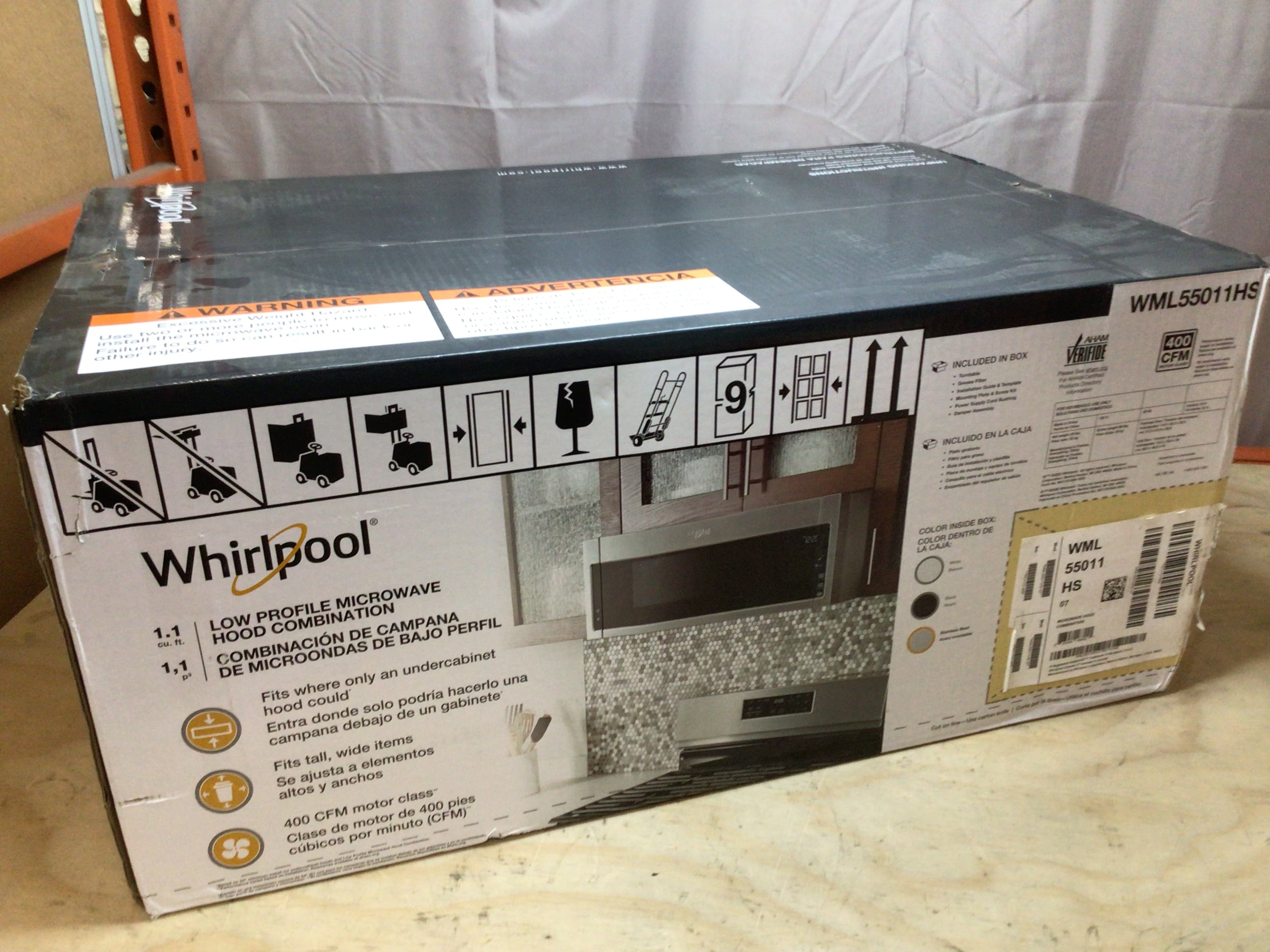 Whirlpool WML55011HS 30" Stainless Steel Over-The-Range Microwave *SEALED* (8126839718126)